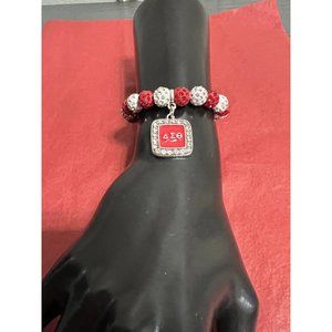 Delta Sigma Theta Beaded Bling Elastic DST Charm Bracelet